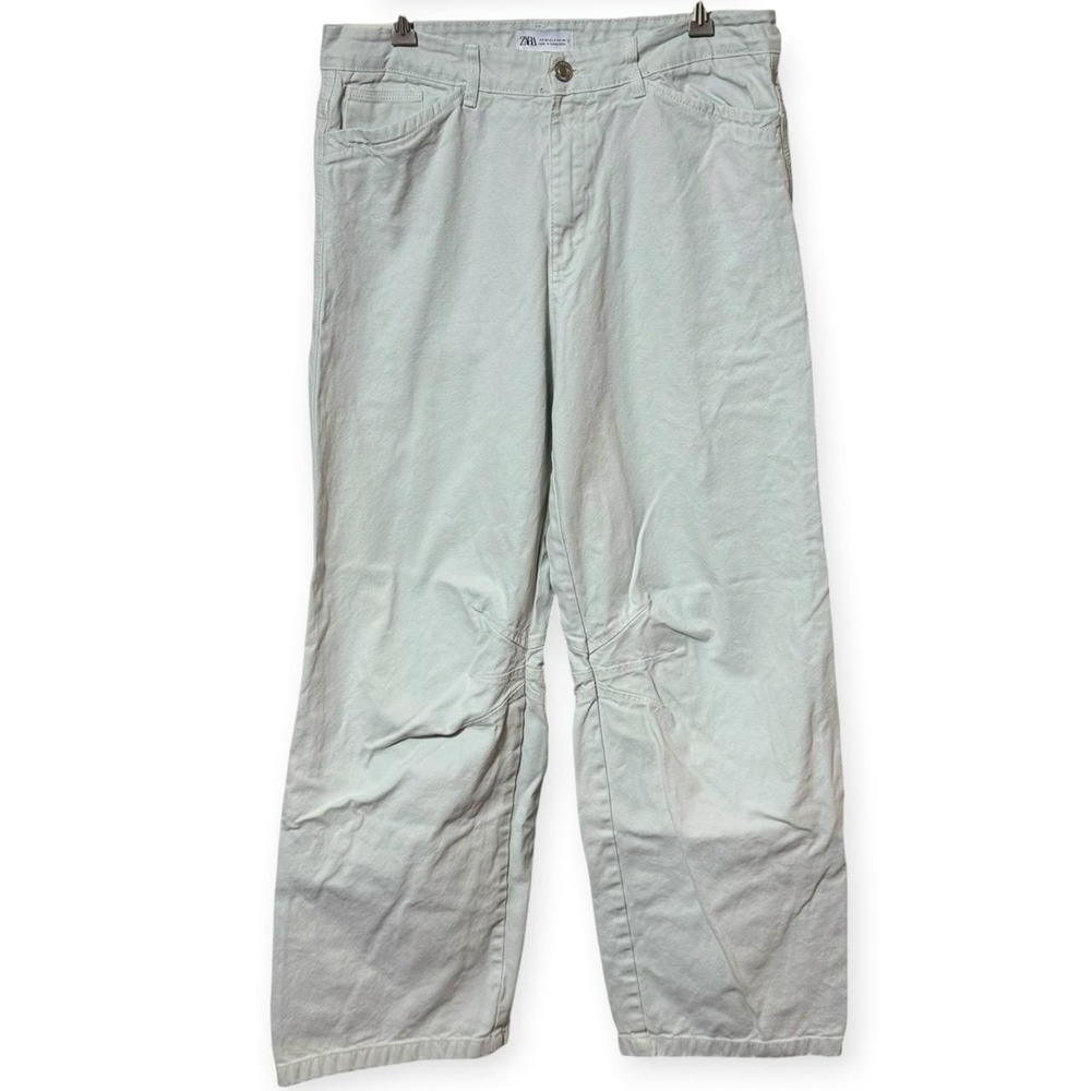 Zara Light Baby Blue Wide-Leg Pants Size 8 Gorpcore Utility Skate Workwear Jeans
